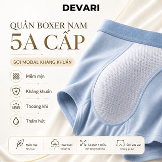 Quần Lót Boxer Nam Chất Liệu Cotton Cao Cấp, Quần Sịp Nam Thoáng Khí Co Giãn Tốt DEVARI N3999