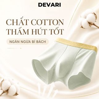 Quần Lót Boxer Nam Chất Liệu Cotton Cao Cấp, Quần Sịp Nam Thoáng Khí Co Giãn Tốt DEVARI N3999