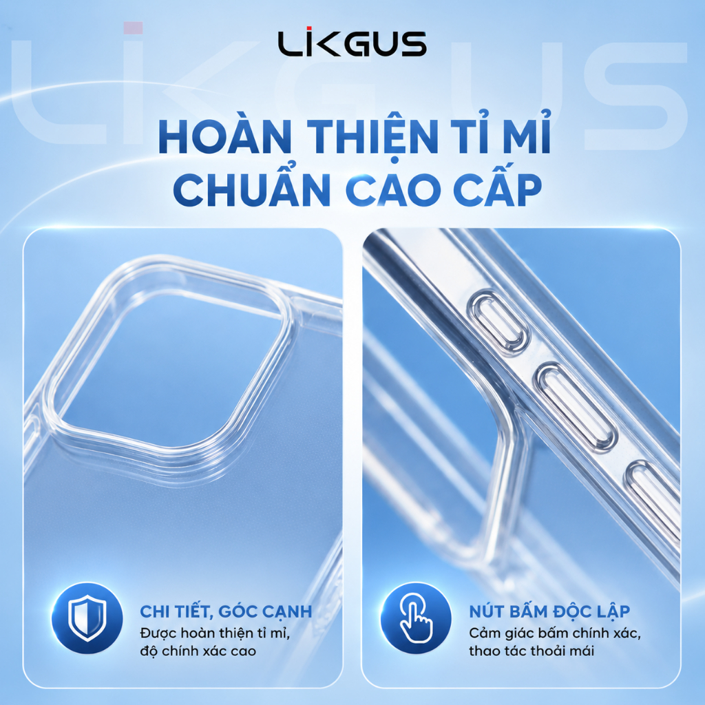 Ốp Trong Suốt Chống Ố Chính Hãng Likgus Chống Va Đập dành cho 11/12/13/14/15/16/17/Pro/Plus/Pro Max
