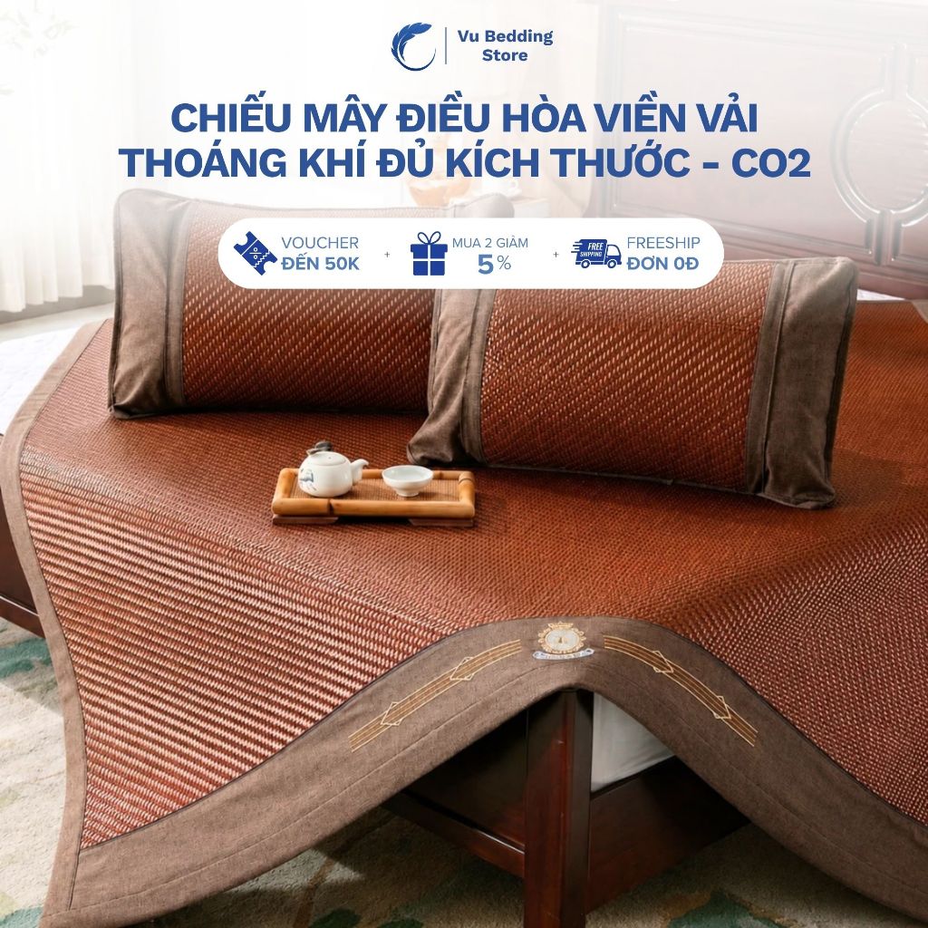 Chiếu điều hóa mát lạnh mùa hè cao cấp, chiếu mây điều hòa viền vải thoáng khí đủ kích thước - CO2