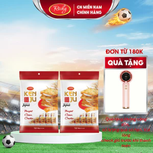 Combo 2 Bánh Kenju kem dẻo túi 186g, Bánh Kenju rau củ túi 192g, Bánh Kẹo Richy