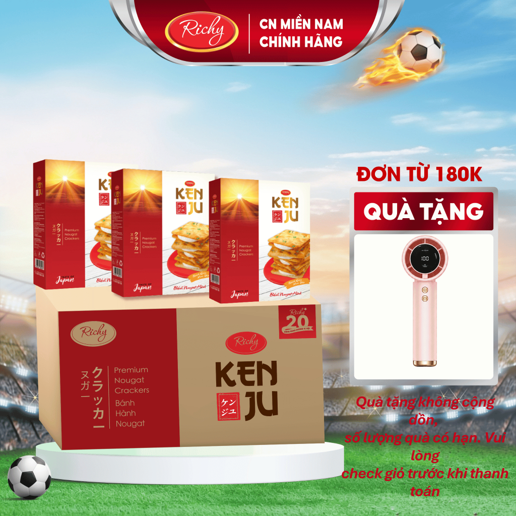 [TẶNG QUẠT ĐƠN 180K] Thùng bánh quy hành Kenju kem dẻo loại hộp - 279g (12 Hộp/Thùng), Bánh Kẹo Richy