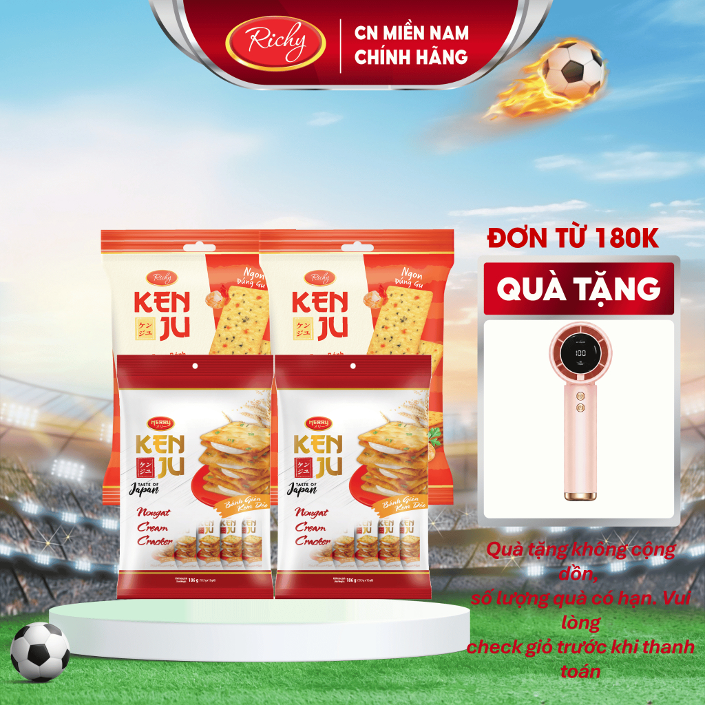 [TẶNG QUẠT ĐƠN 180K] COMBO 4 kenju mix vị, 2 kem dẻo 186g, 2 kenju tôm