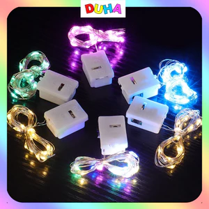 Combo 10 Đèn led đom đóm kèm sẵn pin dài 2 mét ,1 mét , đèn lét trang trí gói hoa , đèn trang trí hộp quà DUHA 014