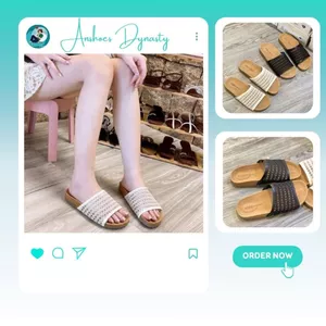 Dép Lưới Quai Ngang, Dép Lưới Nữ Thoáng Mát Hai Màu Kem Đen N71 || Anshoes Dynasty