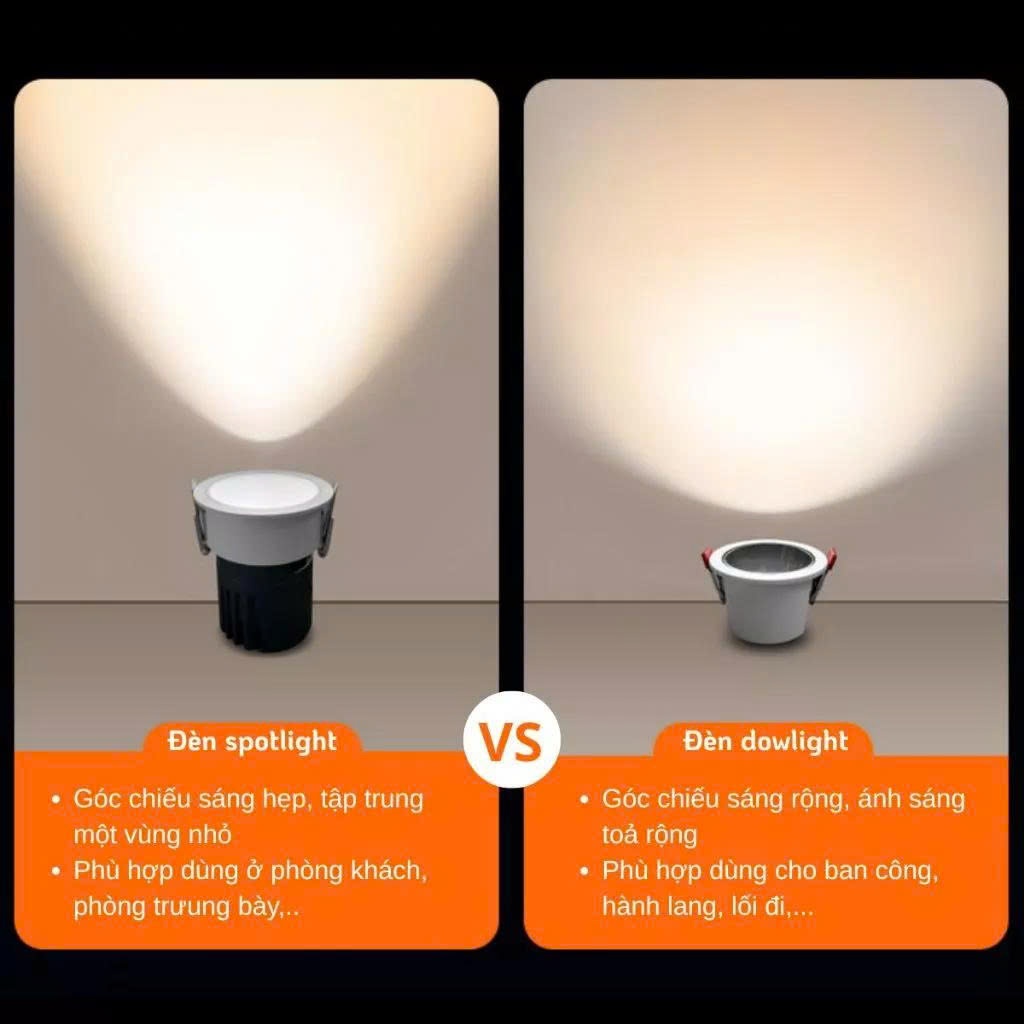 Đèn Âm Trần Dowlight Đèn LED DOB Đế Đúc Liền Nguồn 7W - 9W Vỏ Nhôm 3 Màu Ánh Sáng Đèn Phòng Khách Phòng Ngủ