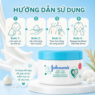 Kem Dưỡng Johnson’s Baby Cream 50g Dưỡng Ẩm Mềm Mịn Dịu Nhẹ Cho Bé Và Người Lớn