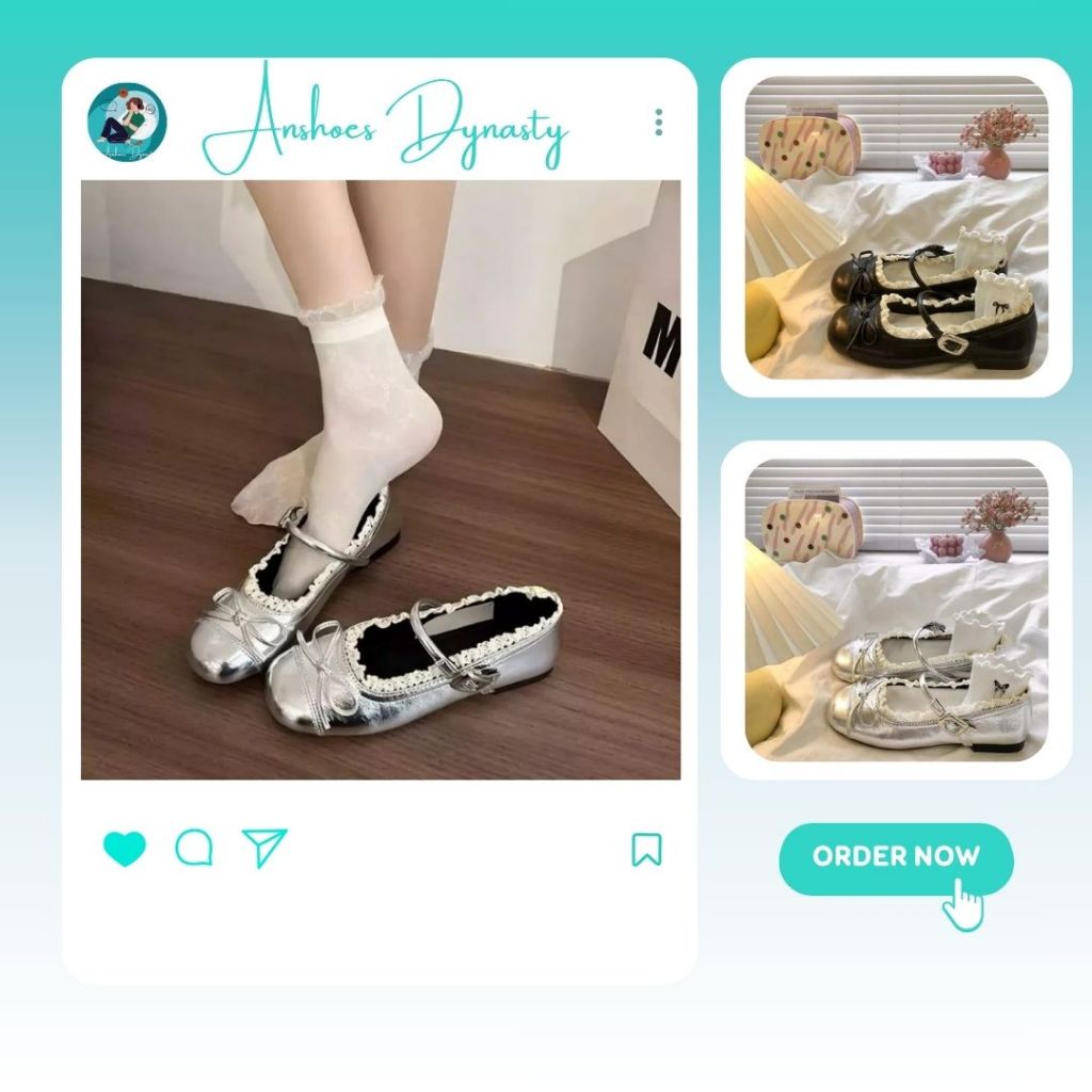 Giày Búp Bê Nữ, Giày Búp Bê Lolita Phối Ren Xinh Xắn Tiểu Thư  N63 || AnshoesDynasty