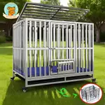 Chuồng Chó inox Gấp Gọn Có Bánh Xe + Khay + Đệm Chân Lồng chó mèo bằng inox 304 Size Đại Cho Chó Lớn — ảnh 1