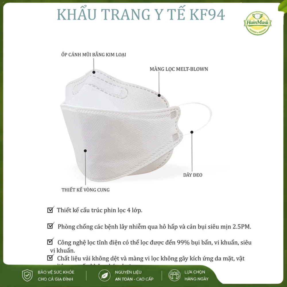 [Free Ship] Khẩu Trang KF94 UNI MASK 4 Lớp Dày Dặn, 4D Hàn Quốc Lọc Bụi Mịn, Hàng Chính Hãng