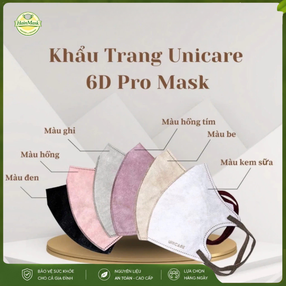 UNICARE Combo 50 Chiếc Khẩu trang UNICARE 6D ProMask Kháng Khuẩn Quai Mềm Mại 3 Lớp Kháng Khuẩn