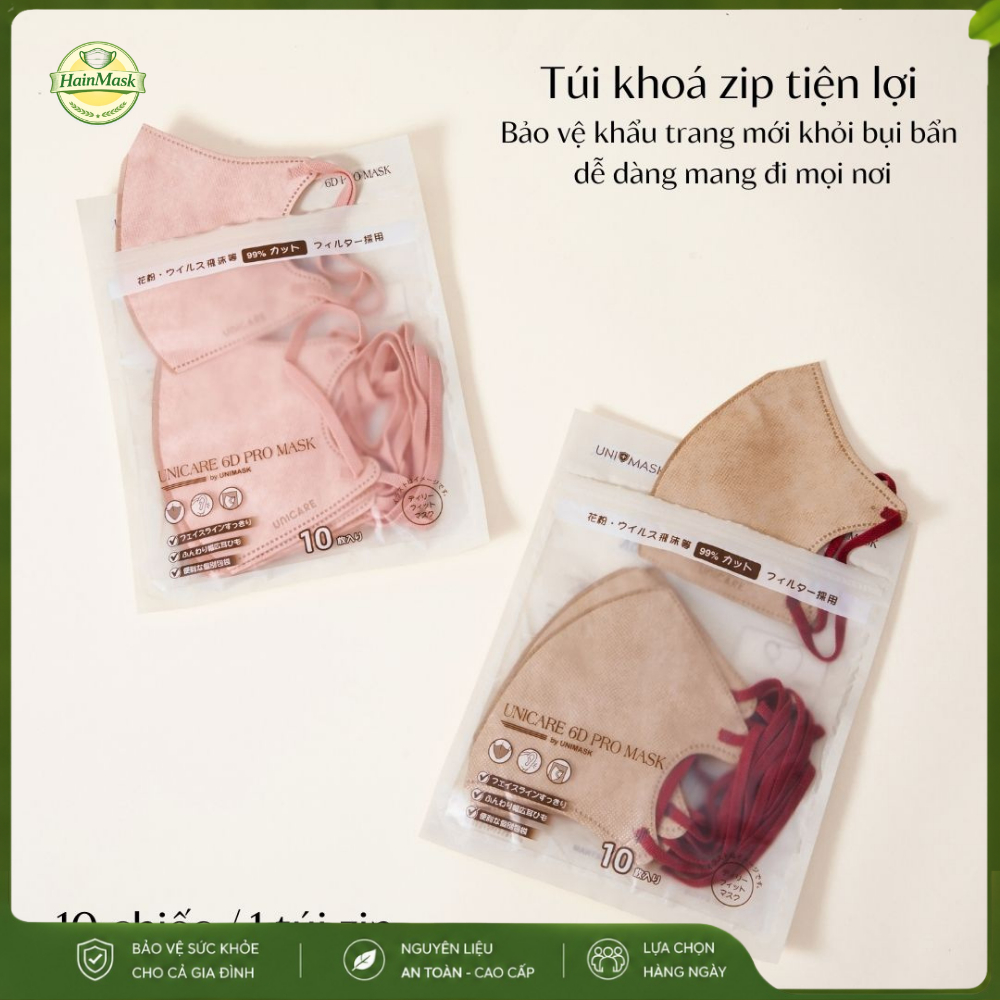 UNICARE Combo 50 Chiếc Khẩu trang UNICARE 6D ProMask Kháng Khuẩn Quai Mềm Mại 3 Lớp Kháng Khuẩn