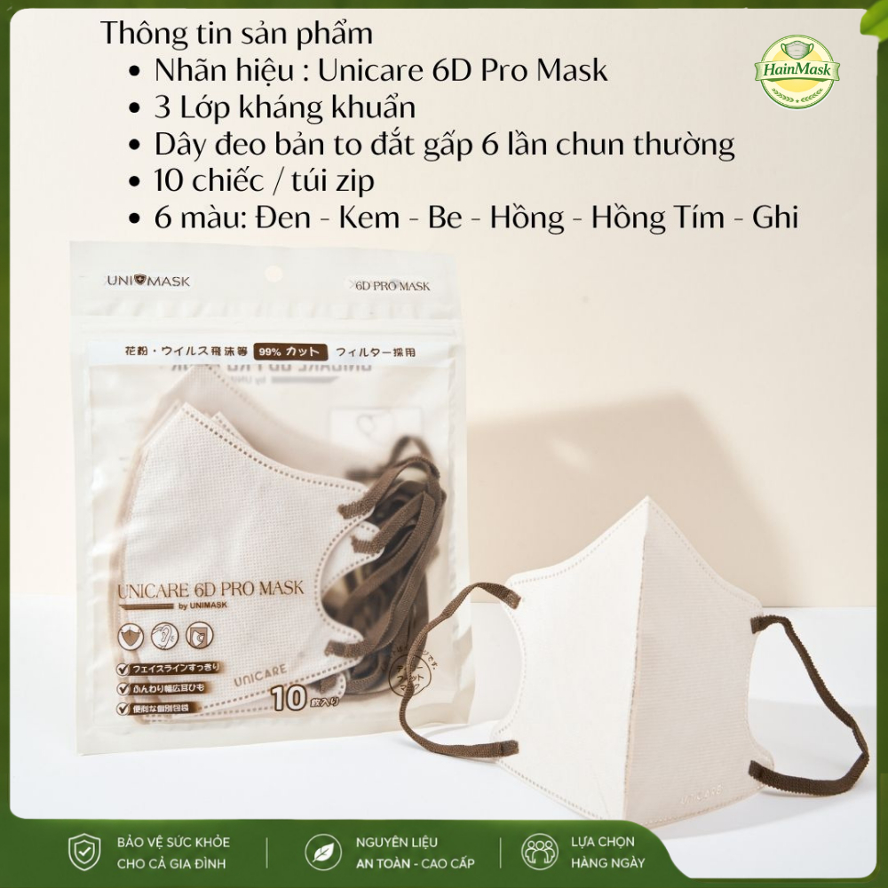 UNICARE Combo 50 Chiếc Khẩu trang UNICARE 6D ProMask Kháng Khuẩn Quai Mềm Mại 3 Lớp Kháng Khuẩn