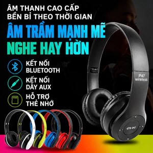 Tai Nghe Bluetooth P47 5.0 Không Dây Chụp Tai Âm Thanh Stereo Bass Mạnh Hỗ Trợ TF/FM Chơi Game Nghe Nhạc