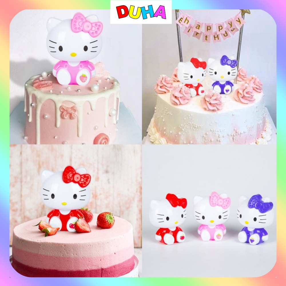 COMBO 10 MÈO HELLO KITTY đáng yêu trang trí bánh kem, bánh sinh nhật cho bé, mèo trang trí đẹp DUHA 039
