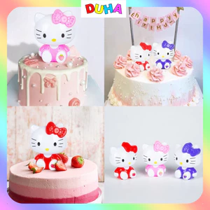 COMBO 10 MÈO Hello Kitty cao trang trí bánh sinh nhật, mô hình mèo thỏ tai dài cỡ lớn DUHA 039