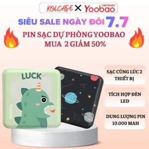 Pin Sạc Dự Phòng Yoobao M4 Mini 10000mAh – 2 Cổng Sạc Đầu Ra, Đèn LED Thông Minh, Thiết Kế Nhỏ Gọn