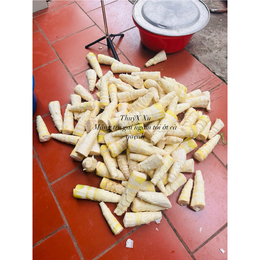 Măng ớt - Măng tre gai ngâm tỏi ớt cà quẹnh lọ 1kg