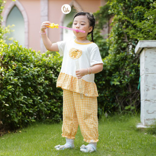 NBAN (6M-6Y) Bộ đồ lửng bé gái Hương Mùa Vàng, áo tay dài quần dài cotton mềm mát cho bé