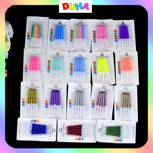 COMBO 50 Vỉ 10 cây Nến Xoắn Nhiều Màu trang trí bánh kem xinh xắn DUHA 043