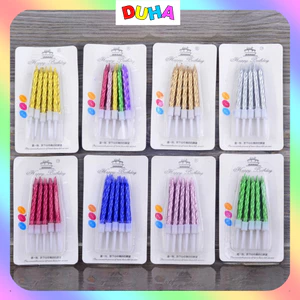 Combo 10 VỈ NẾN NGẮN sắc màu trang trí bánh sinh nhật, nến sinh nhật trang trí bán kem DUHA 043 DUHA 043