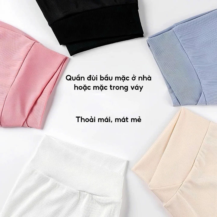 Quần Đùi Bầu Luna Mom Mặc Trong Váy Kín Đáo Chất Vải Lụa Tăm Mềm Mại - Quần Short Bầu Mặc Nhà Mặc Ngủ Cho Mẹ Bầu, QD3