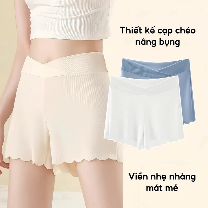 Quần Đùi Bầu Luna Mom Mặc Trong Váy Kín Đáo Chất Vải Lụa Tăm Mềm Mại - Quần Short Bầu Mặc Nhà Mặc Ngủ Cho Mẹ Bầu, QD3