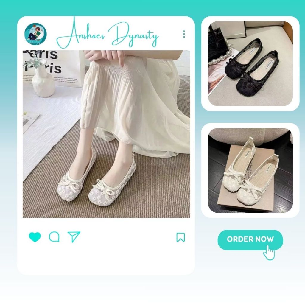 Giày Búp Bê Nữ, Giày Nữ Bệt Búp Bê Phối Hoa Cúc Style Tiểu Thư Cho Các Nàng Sang Chảnh N37 || AnshoesDynasty