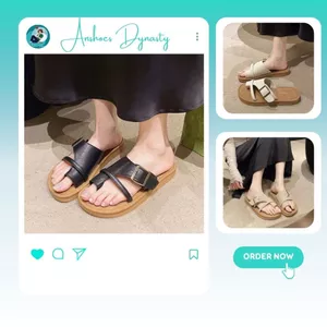 Dép Lê Nữ, Dép Lê Xỏ Ngón Quai Ngang Nhẹ Êm Màu Kem N24 || AnshoesDynasty