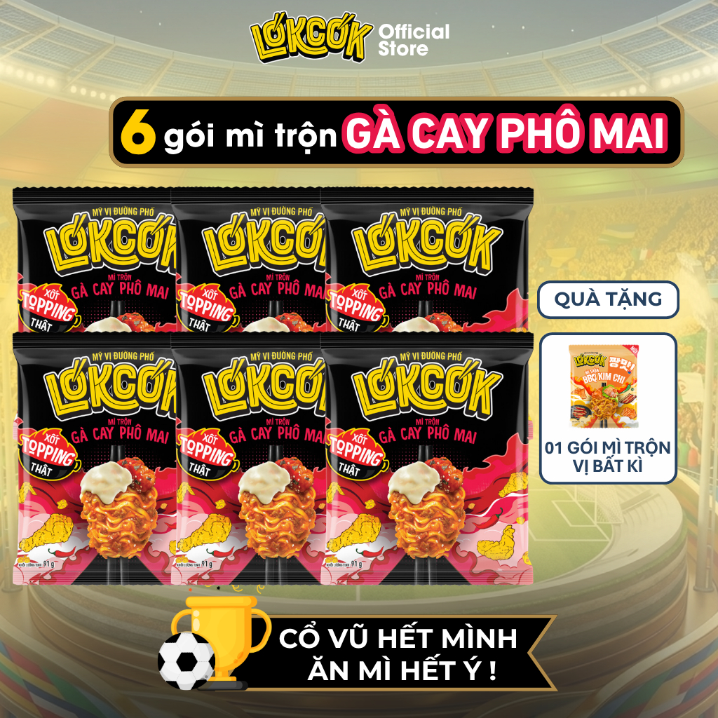 [Chính Hãng] Combo 6 Gói Mì Trộn Xốt Gà Cay Phô Mai LOKCOK 6 Gói x 91G