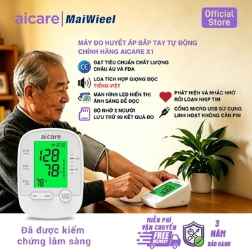 Máy Đo Huyết Áp Bắp Tay Điện Tử AICARE X1 Giọng Nói Tiếng Việt Cho Người Cao Tuổi