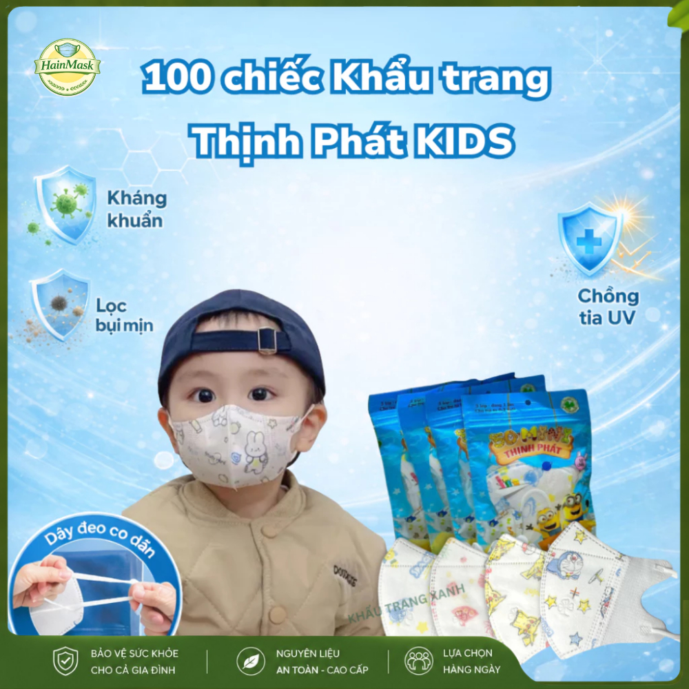 Khẩu Trang Trẻ Em 5D KIDS Thịnh Phát Chính Hãng | Êm Tai - Thoáng Khí - Ôm Mặt - Co Giãn | Set 200C