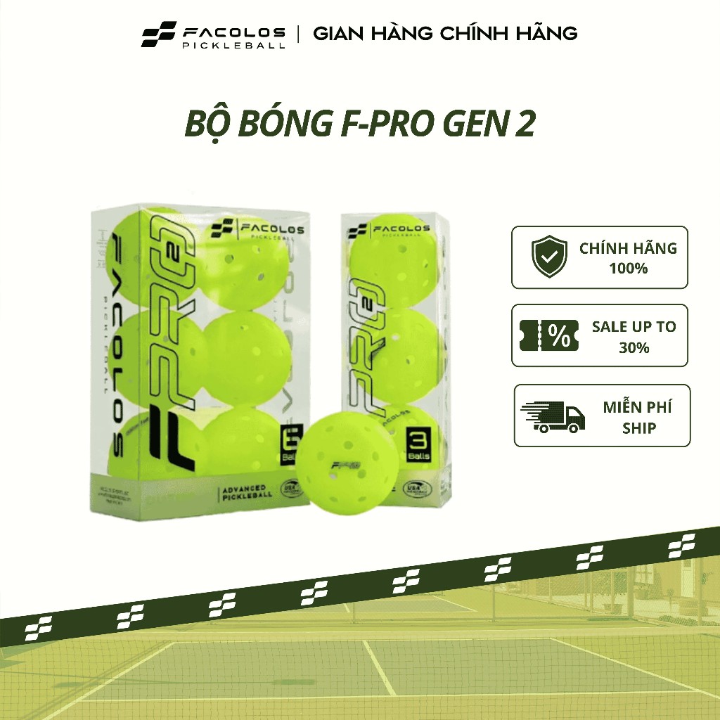Bộ bóng pickleball Facolos F-Pro Gen 2 Advanced pickleball đạt chuẩn USAPA 40 lỗ với đường kính 74mm