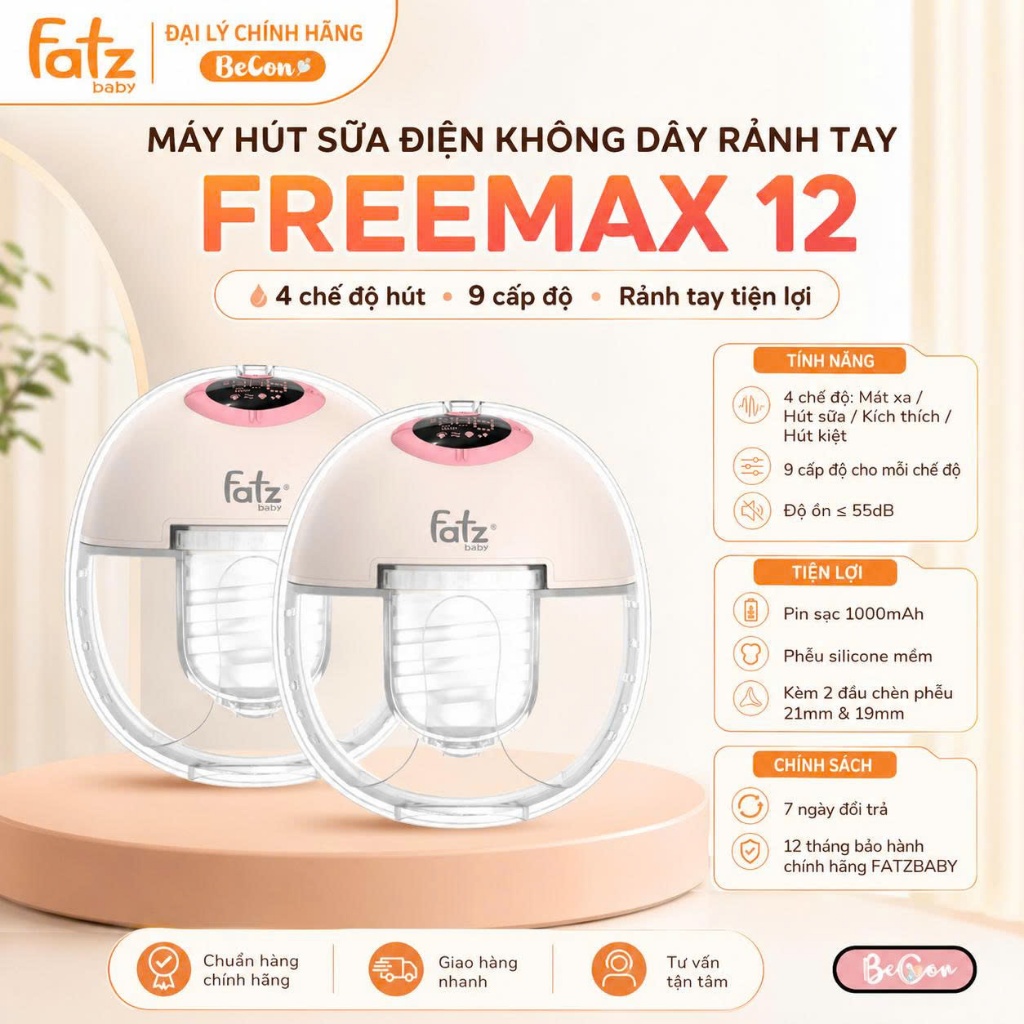 Máy hút sữa không dây rảnh tay, máy vắt sữa FATZ BABY Freemax 12, Freemax 8, Freemax 1, Freemax 2