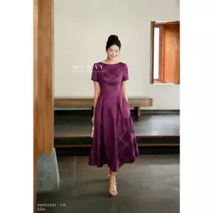 Đầm Dự Tiệc Nữ MY WAY Dáng Xòe Dài Ngắn Tay Cao Cấp 9MD02591