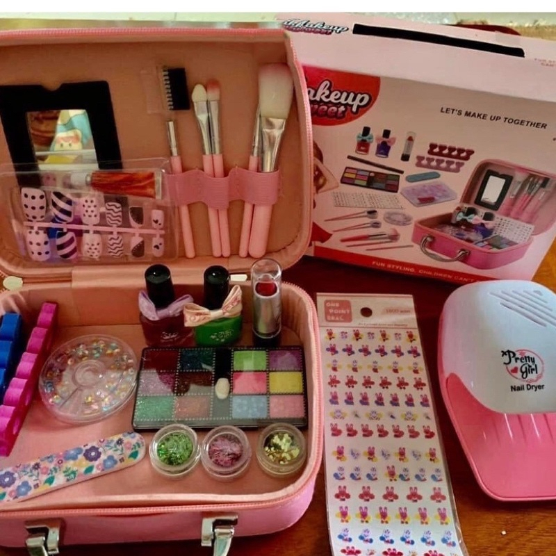Đồ Chơi Trang Điểm Cho Bé Gái Có Hơ Gel Bộ Đồ Chơi Make up Làm Đẹp Mô Phỏng Trang Điểm Hộp Trang Điểm-Đồ Chơi Cho PUKAPI