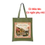 Túi Tote vải Canvas xanh matcha in HỘI AN Việt Nam - túi vải xanh lá CÓ KHÓA KÉO thời trang tuie0338d