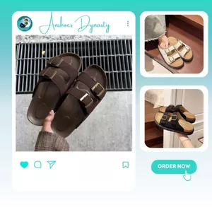 Dép Sandal Nữ Đẹp, Dép Nữ 2 Quai Da Lộn Đinh Khuy Vuông Đế Cao Su N15 || AnshoesDynasty