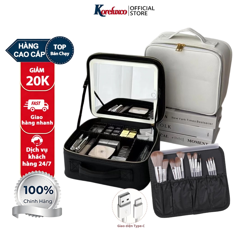 (BẢO HÀNH VỠ) Cốp makeup cốp đựng mỹ phẩm có gương túi đựng mỹ phẩm led túi đựng đồ makeup
