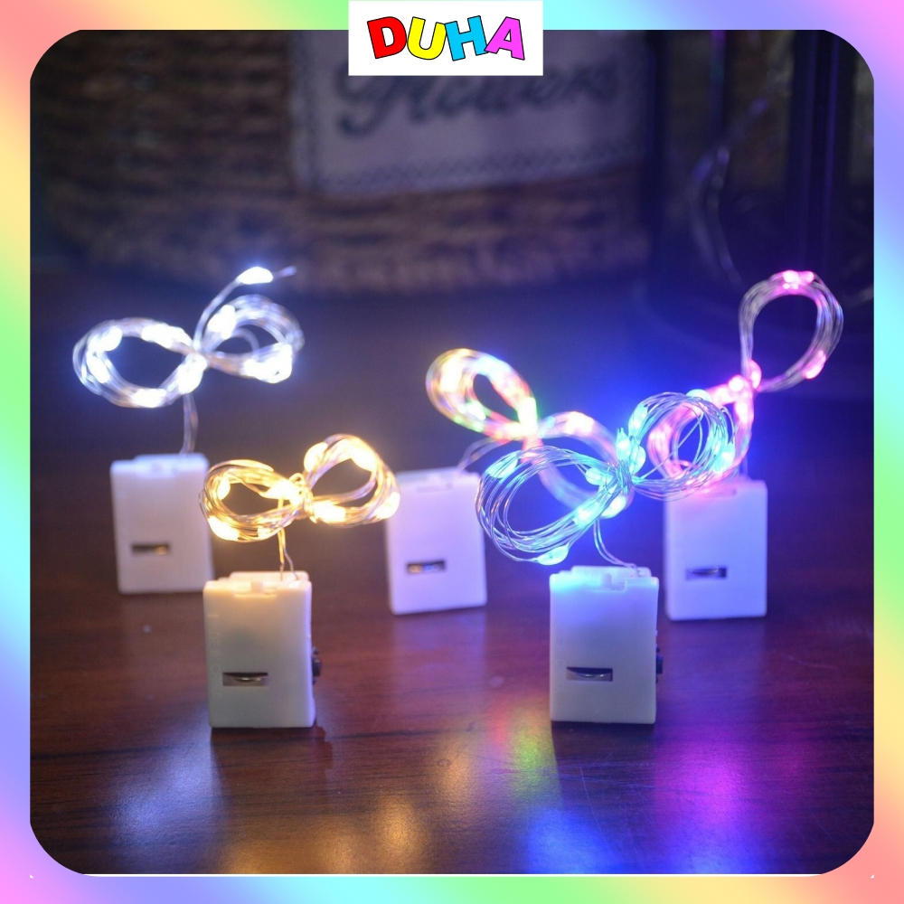 Combo 10 Dây Đèn Led Trang Trí Fairylight Kèm Sẵn Pin Chống Thấm Nước 1M 2M 3M Nhiều Màu Sắc DUHA 014