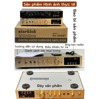 STARKLOK AV-298BT Ampli Bluetooth 1000W 5 Kênh Hỗ Trợ USB SD FM AM Dùng Cho Karaoke Và Rạp Hát Tại Nhà