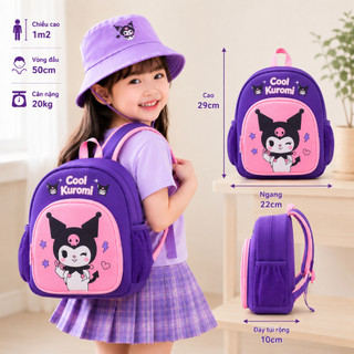 Balo cho bé 1-5 tuổi đi học mẫu giáo, balo mầm non bé trai bé gái in hình Hello Kitty, Kuromi, Capybara dễ thương