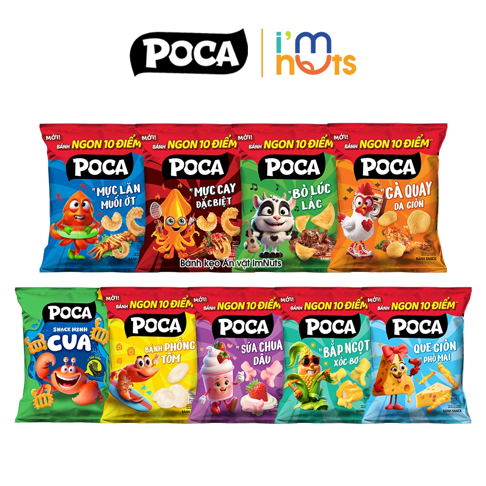Combo 5 Gói Snack Bim Bim Poca Đủ Vị Giòn Rụm Gói Nhỏ Và Gói Lớn