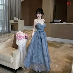 Đầm Dài Hai Dây - Đầm Lưới Loang Dáng Dài 2 Lớp Kèm Lót,Bay Bổng Tôn Dáng, Đi Biển Du Lịch Dự Tiệc