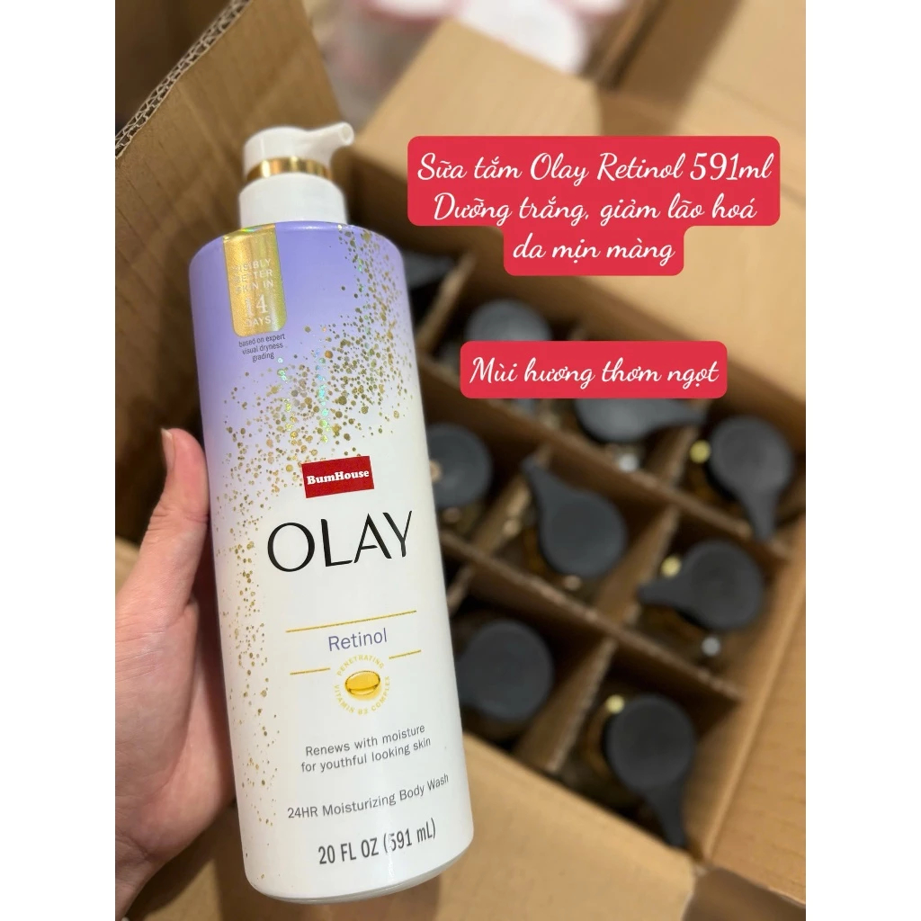 Sữa Tắm OLAY B3+ Siêu Dưỡng Trắng Da, Cấp Ẩm Và Đàn Hồi Cho Da Chai 50g 200g 500ml 591ml