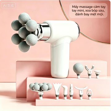 Súng massage cầm tay mini，Súng massage giảm đau cơ vai gáy，mát xa gun bộ máy giãn cơ đấm lưng nhỏ gọn 6 chế độ