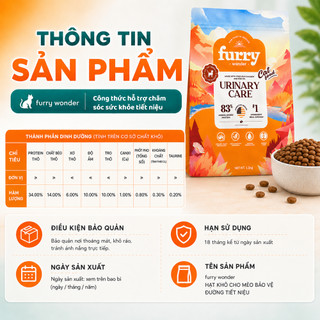 Thức Ăn Cho Mèo Furry Wonder 1.5kg Hỗ Trợ Tiết Niệu Hạt Khô Cho Mèo 83% Đạm Động Vật Vị Gà