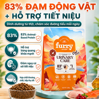 Thức Ăn Cho Mèo Furry Wonder 1.5kg Hỗ Trợ Tiết Niệu Hạt Khô Cho Mèo 83% Đạm Động Vật Vị Gà