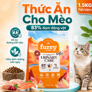 Thức Ăn Cho Mèo Furry Wonder 1.5kg Hỗ Trợ Tiết Niệu Hạt Khô Cho Mèo 83% Đạm Động Vật Vị Gà