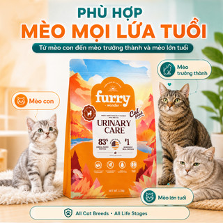 Thức Ăn Cho Mèo Furry Wonder 1.5kg Hỗ Trợ Tiết Niệu Hạt Khô Cho Mèo 83% Đạm Động Vật Vị Gà